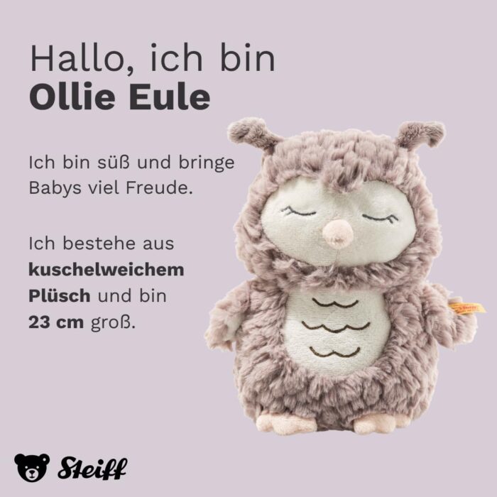 Steiff Kuscheltier Ollie Eüßes Stofftier, Jungen, Mädchen & Babys ab 0 Monaten, Friends, Plüschtier 23 cm, Beige – Bild 6