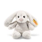 Steiff Hoppie Hase m hellgrau, Plüschtier Hase mit Schlappohren, Soft Cuddly Friends, flauschiges Stofftier zum Kuscheln