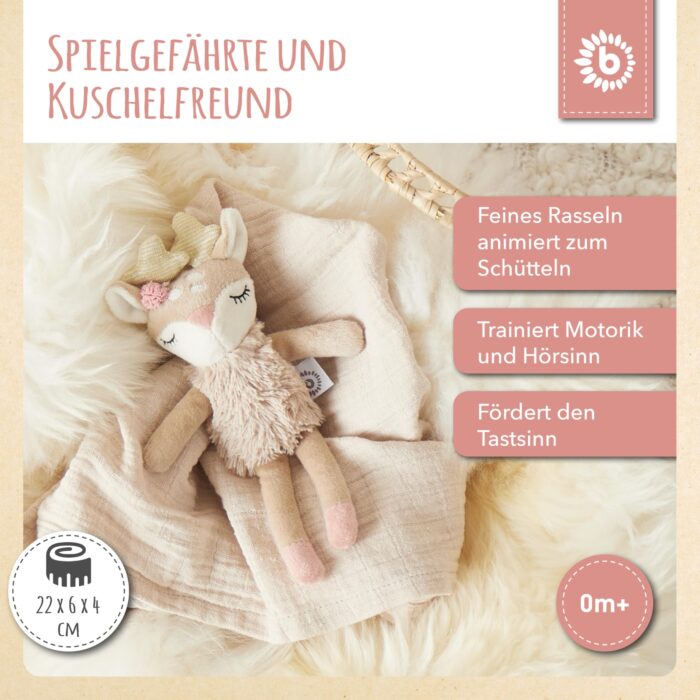 Bieco Kuscheltier Reh Ella mitassel | Baby Kuscheltier ab 0 Monate Stofftier Baby Plüschtier Reh rentier – Bild 7