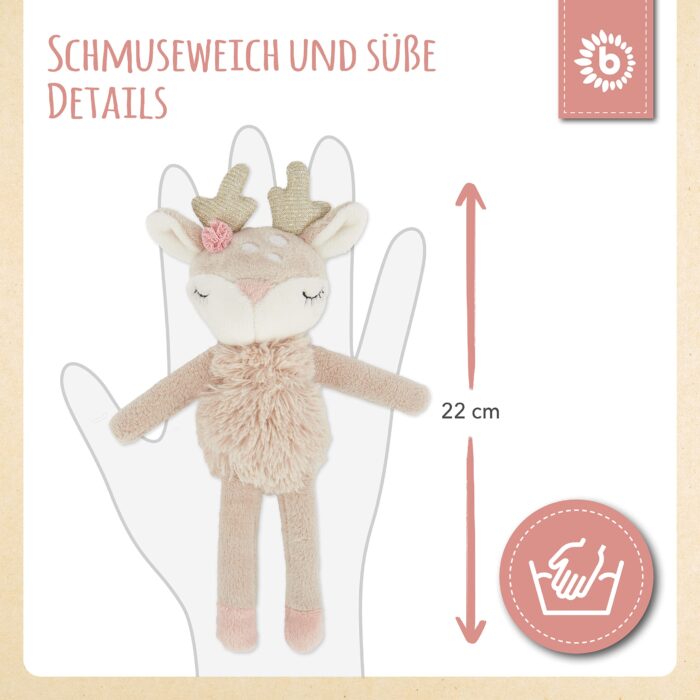 Bieco Kuscheltier Reh Ella mitassel | Baby Kuscheltier ab 0 Monate Stofftier Baby Plüschtier Reh rentier – Bild 5