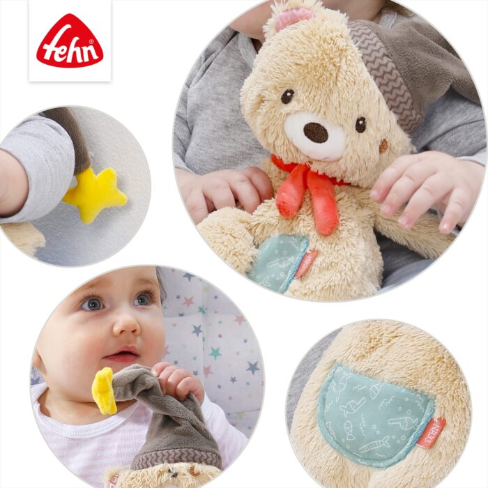 Fehn Kuscheltiero – Weicher Teddybär für Neugeborene als Einschlafhilfe - Stofftier zum Greifen, Fühlen – Bild 4