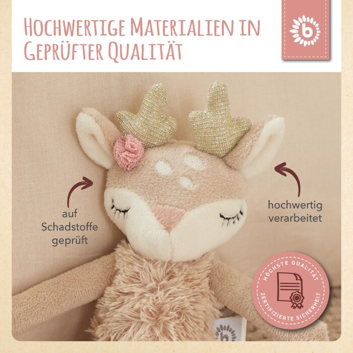 Bieco Kuscheltier Reh Ella mitassel | Baby Kuscheltier ab 0 Monate Stofftier Baby Plüschtier Reh rentier – Bild 4